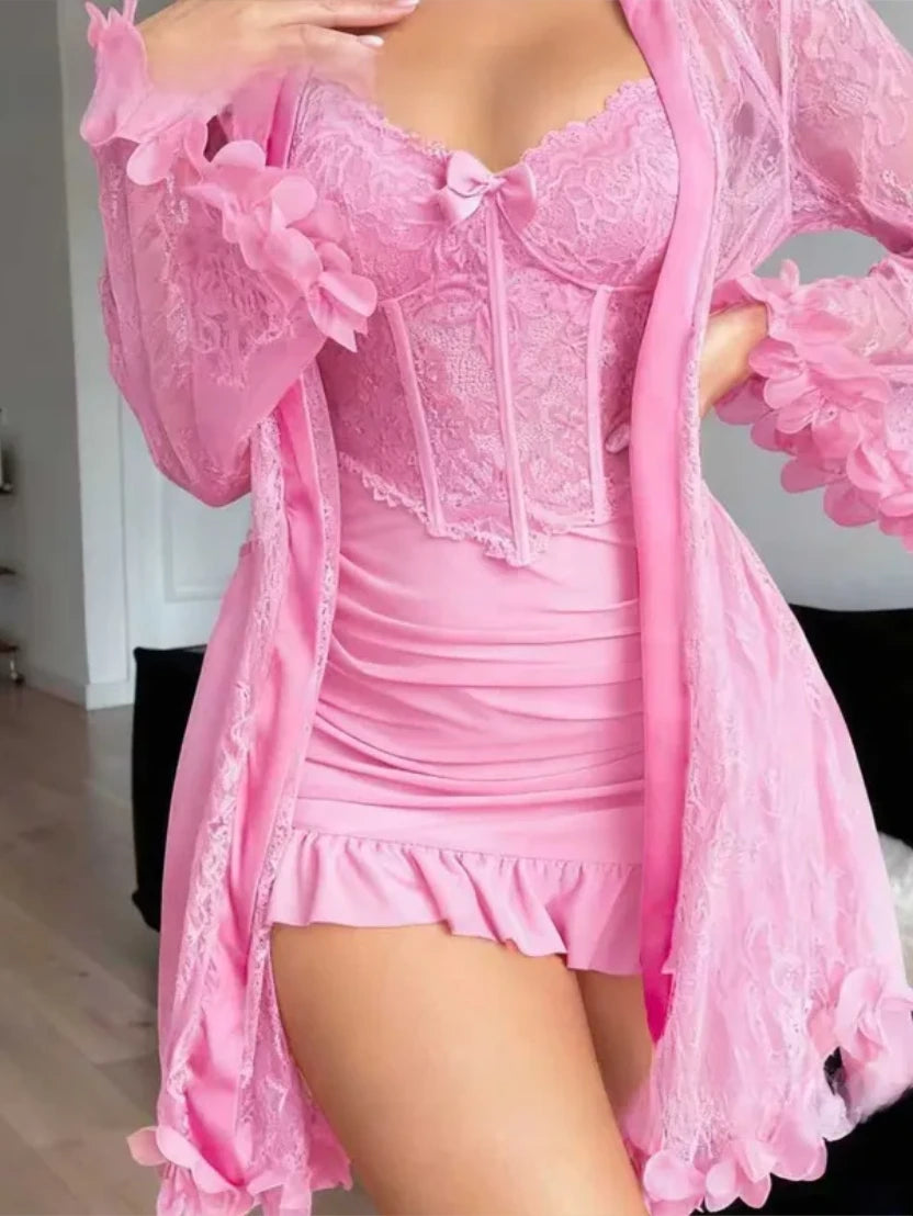 Celestial Lace Lingerie & Robe Set